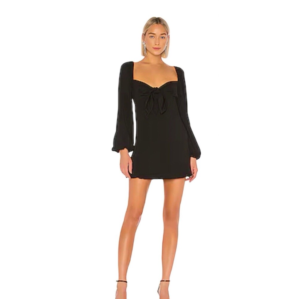 Finders Keepers Adeline Black Micro Pleat Long Sleeve Mini Dress Size 2 NWT $155